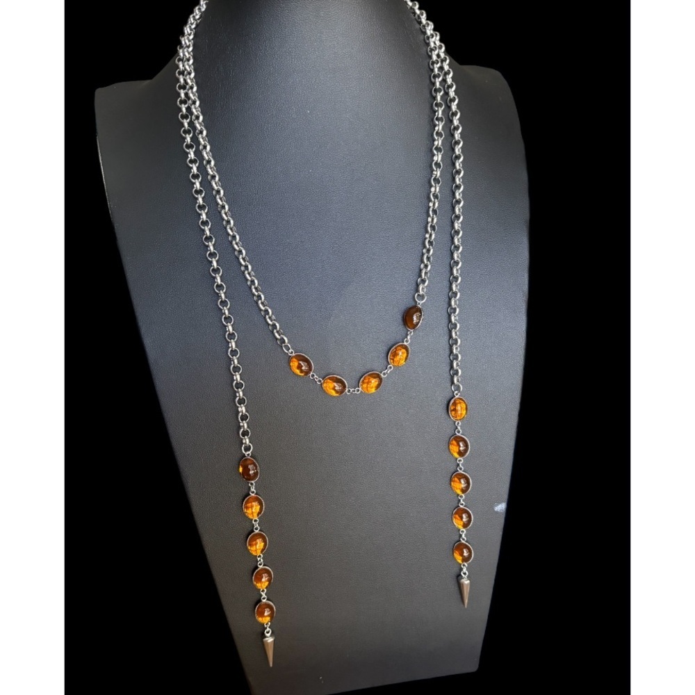 Oak & Ivy Elegant Silver and Amber wrap Necklace NWT